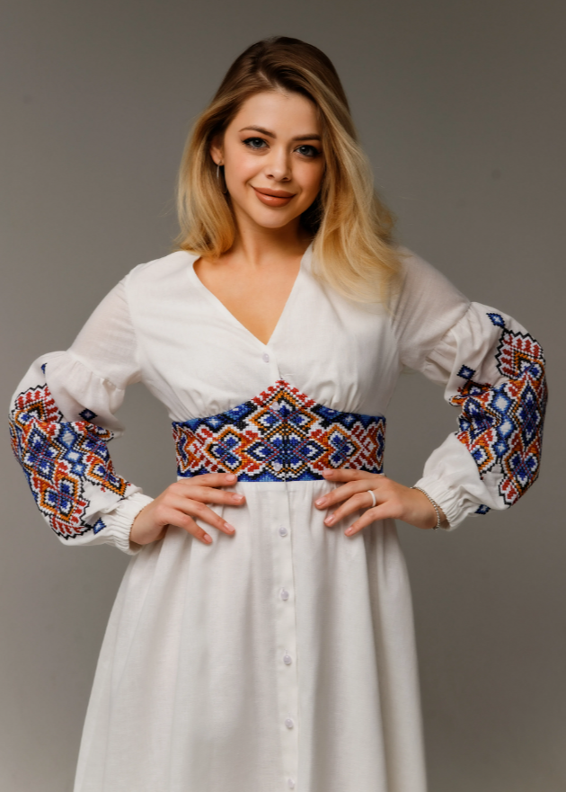 Ukrainian embroidered linen dress "Marta"