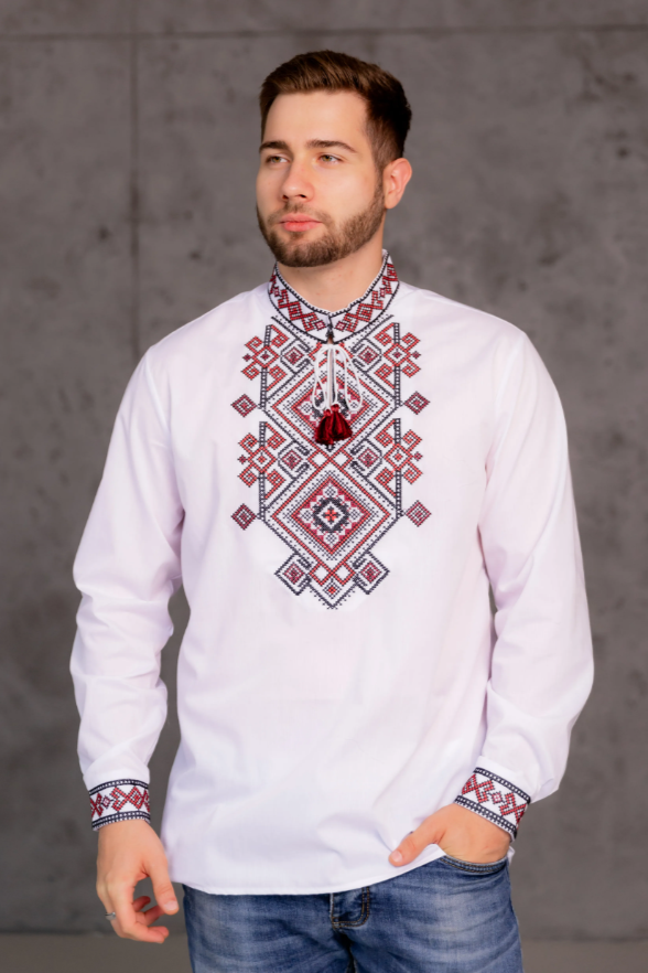 Ukrainian Men's "Hordiy" Vyshyvanka Red