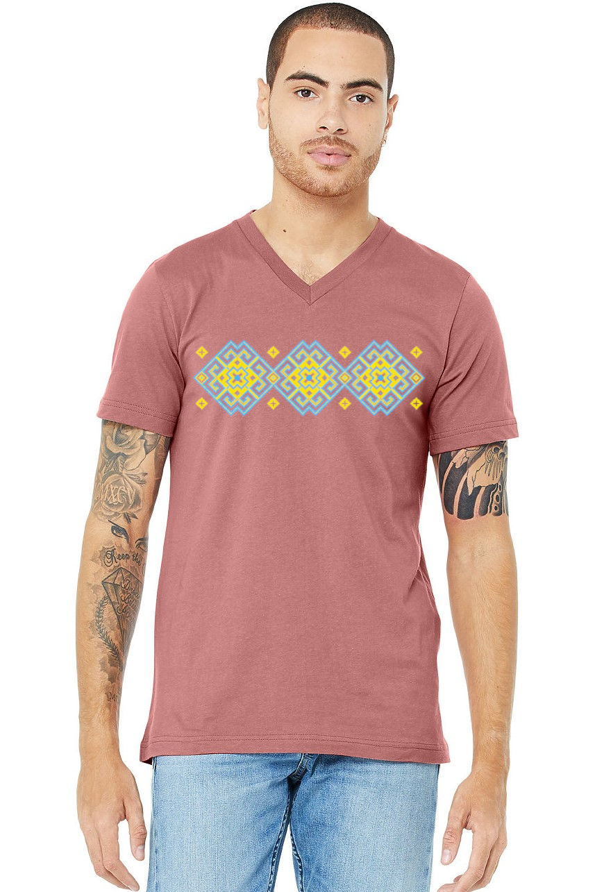 Adult v-neck t-shirt "Vortex" yellow