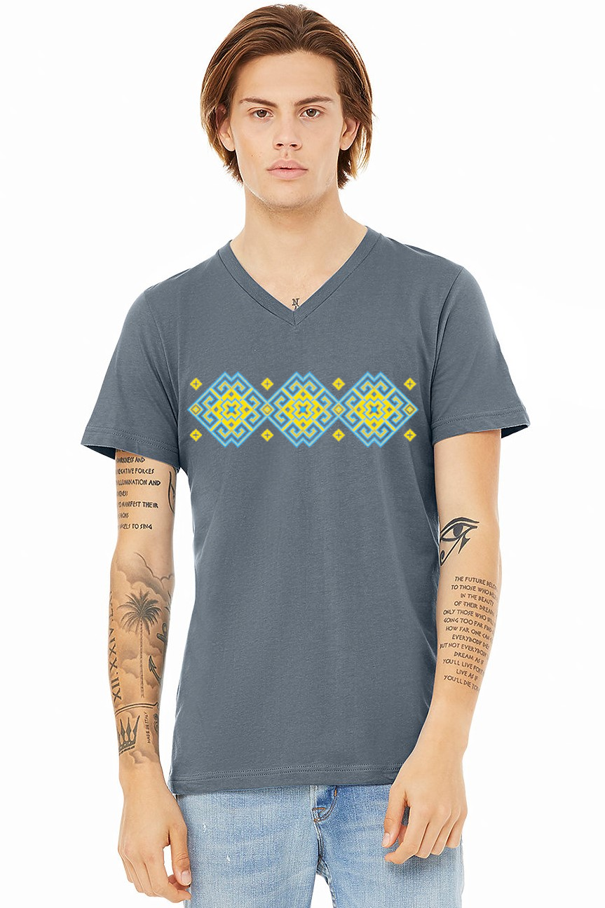 Adult v-neck t-shirt "Vortex" yellow