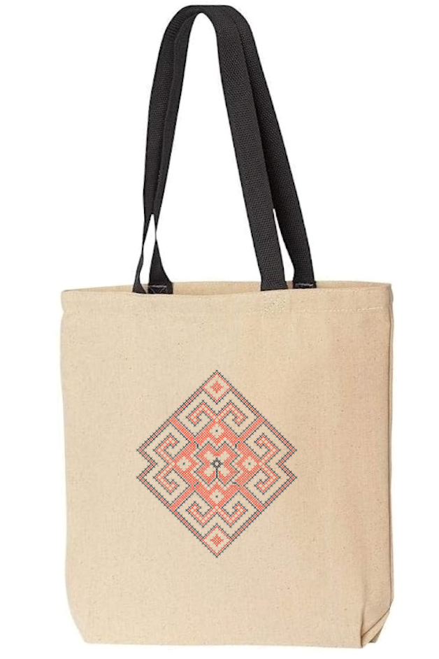 Embroidered canvas tote bag "Rhombus"