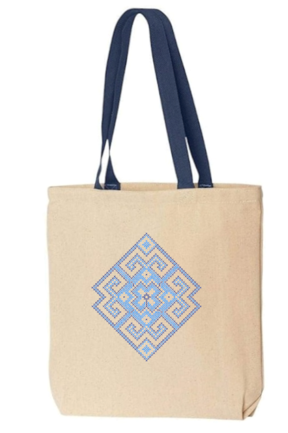 Embroidered canvas tote bag "Rhombus"