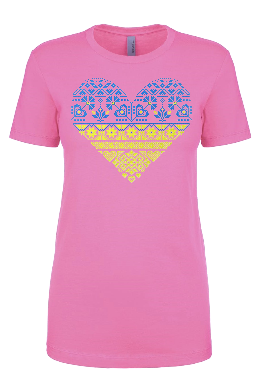 Female fit t-shirt "Blue and yellow heart"