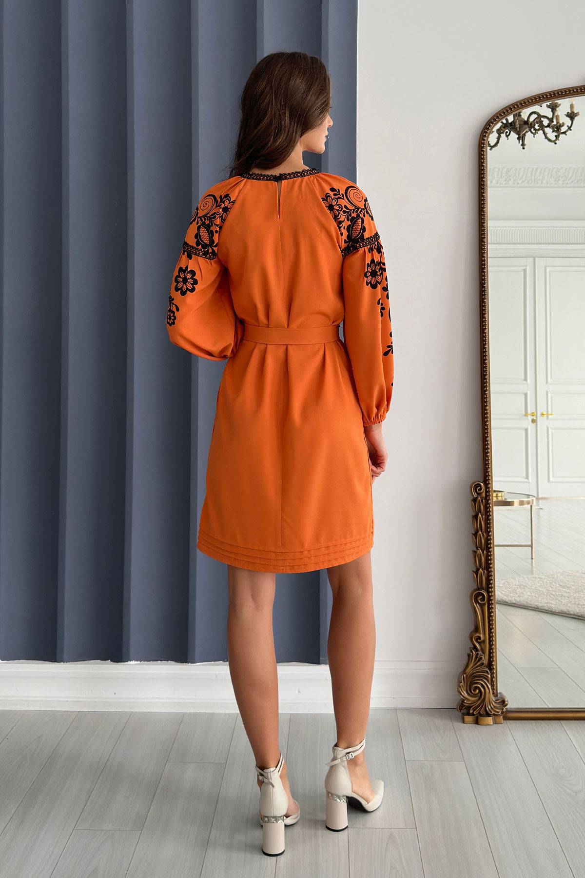 Ukrainian fashion dress "Kvitana" orange