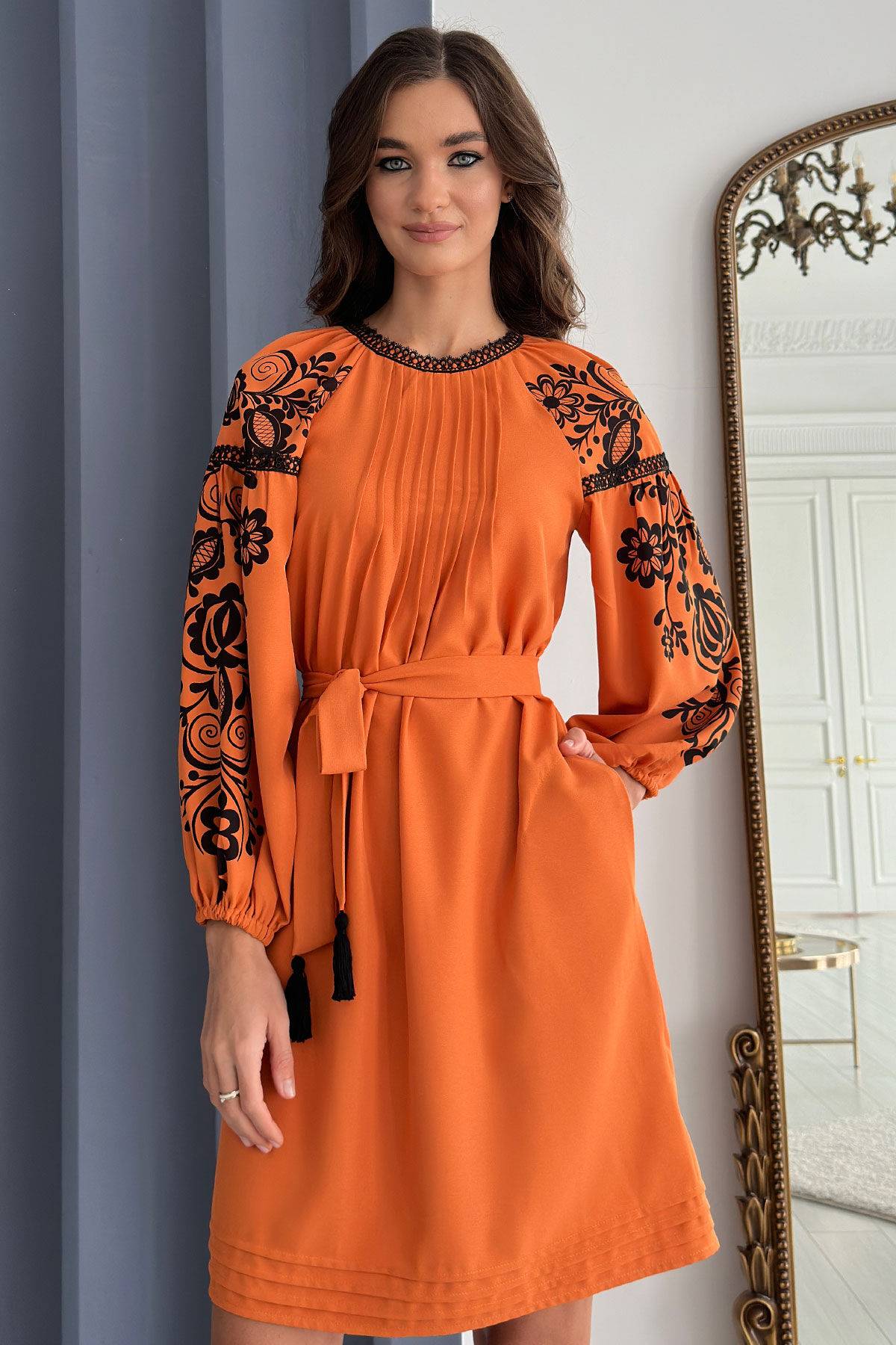 Ukrainian fashion dress "Kvitana" orange