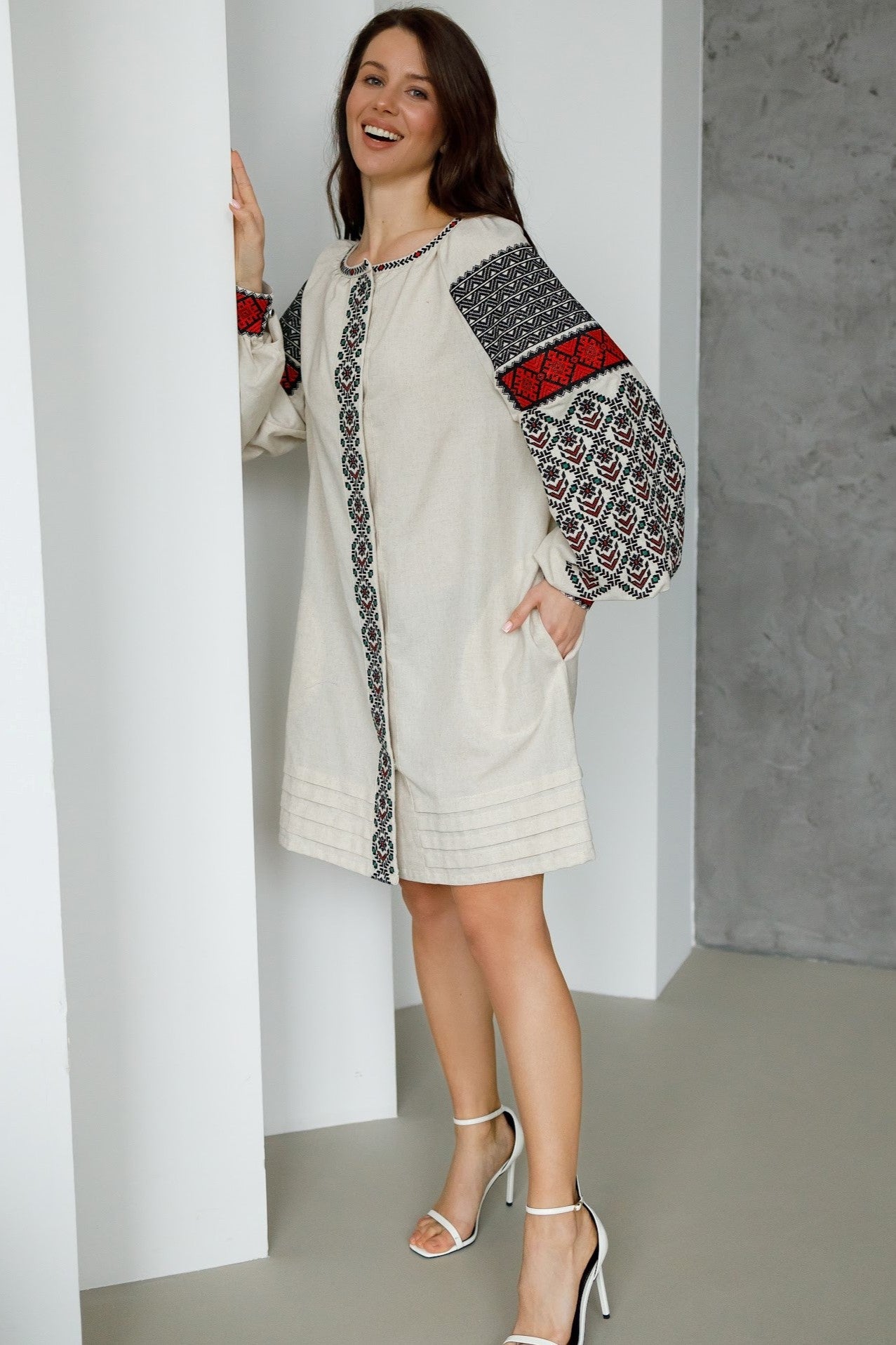 Ukrainian embroidered linen dress "Podillia"