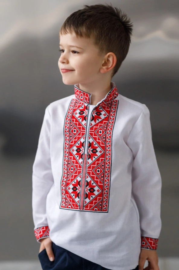 Ukrainian Boys' white Vyshyvanka "Cherkasy"