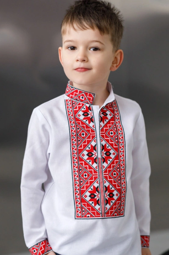 Ukrainian Boys' white Vyshyvanka "Cherkasy"