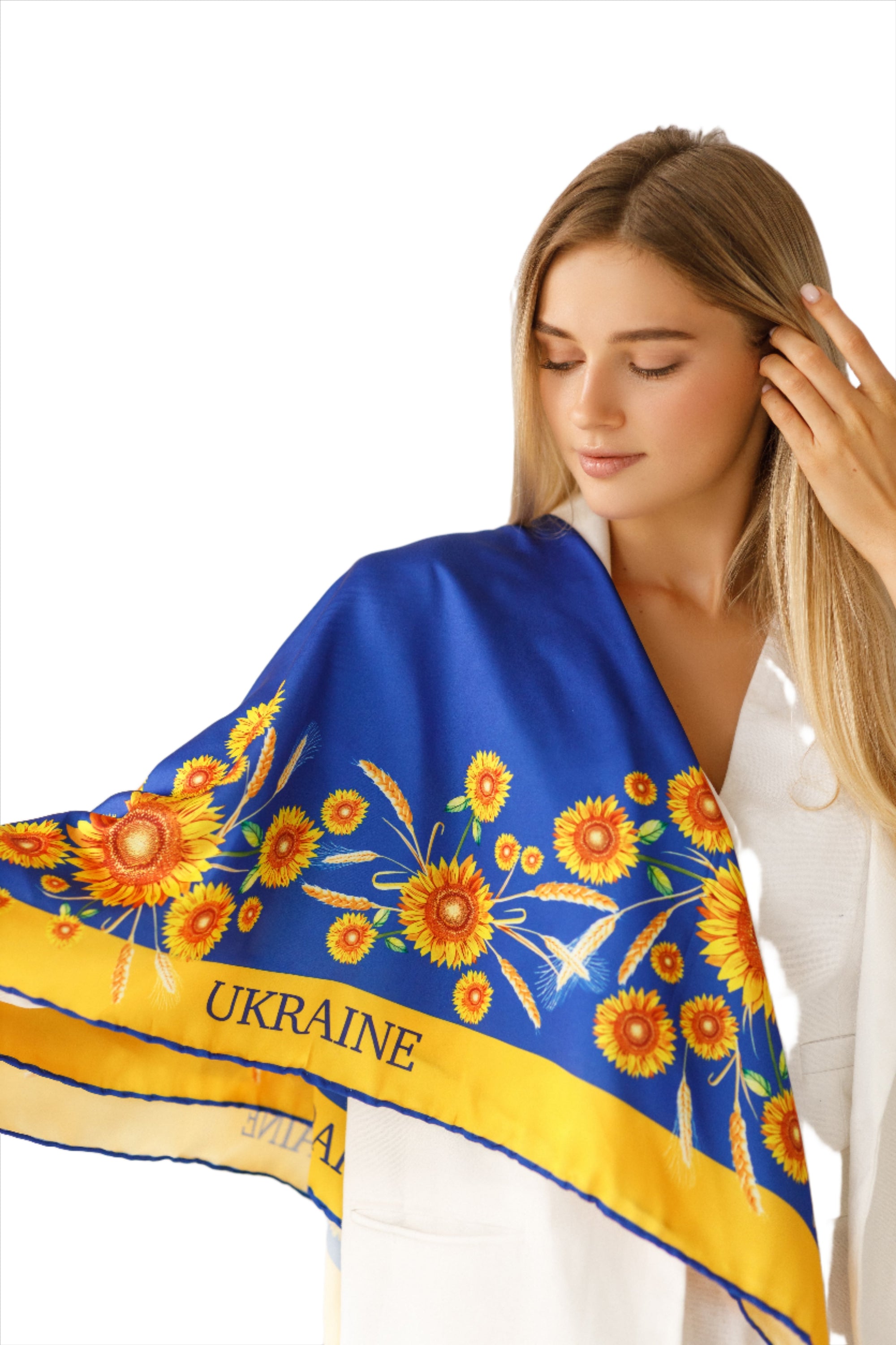 Ukrainian square scarf "Sunflower"