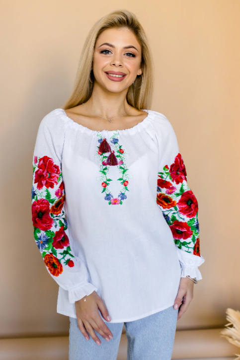 Ukrainian women's blouse "Poppy passion"