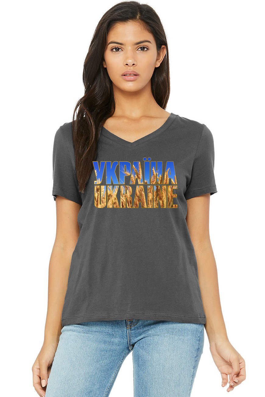 Female fit v-neck t-shirt "УКРАЇНА UKRAINE"