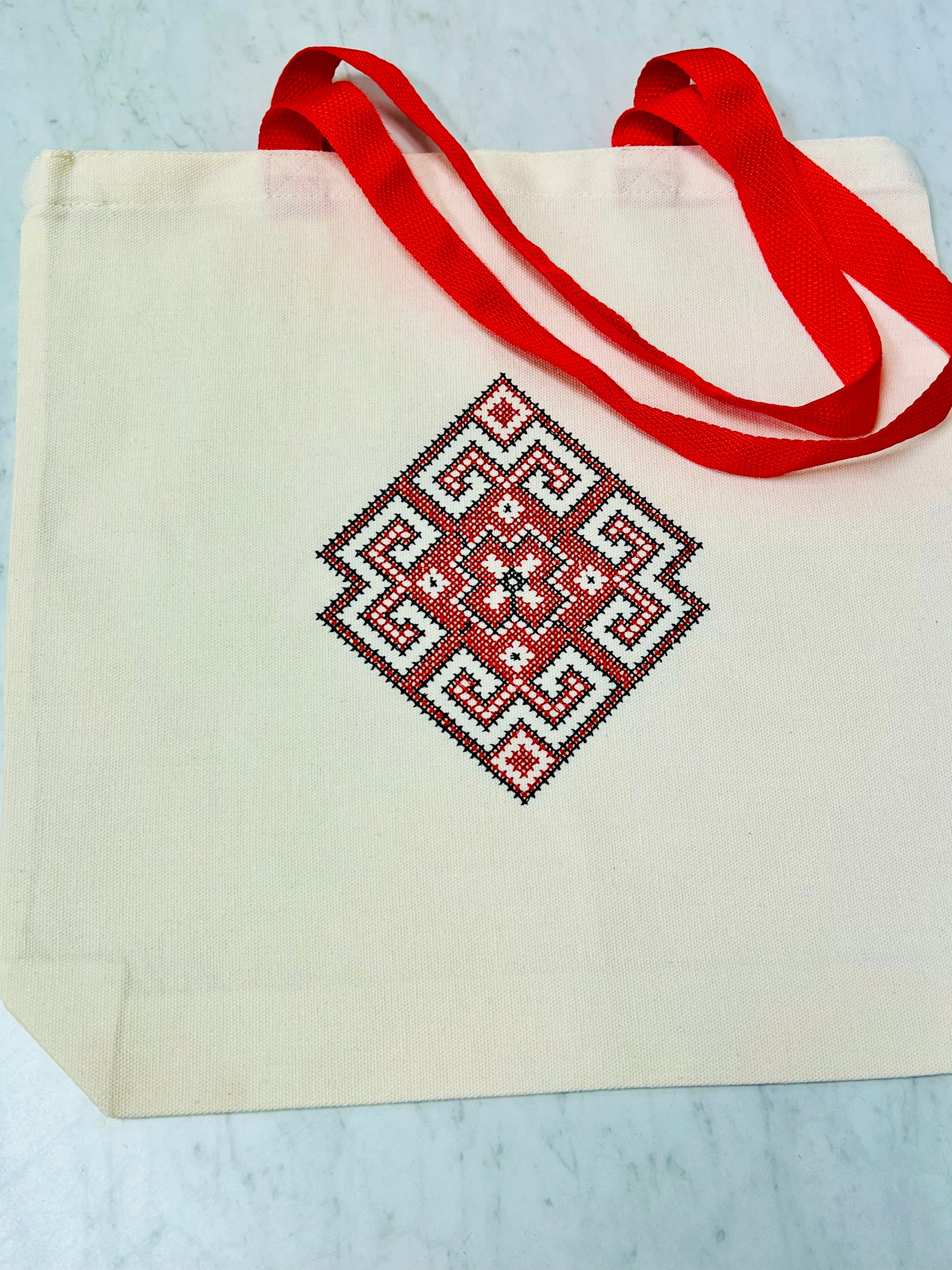 Embroidered canvas tote bag "Rhombus"