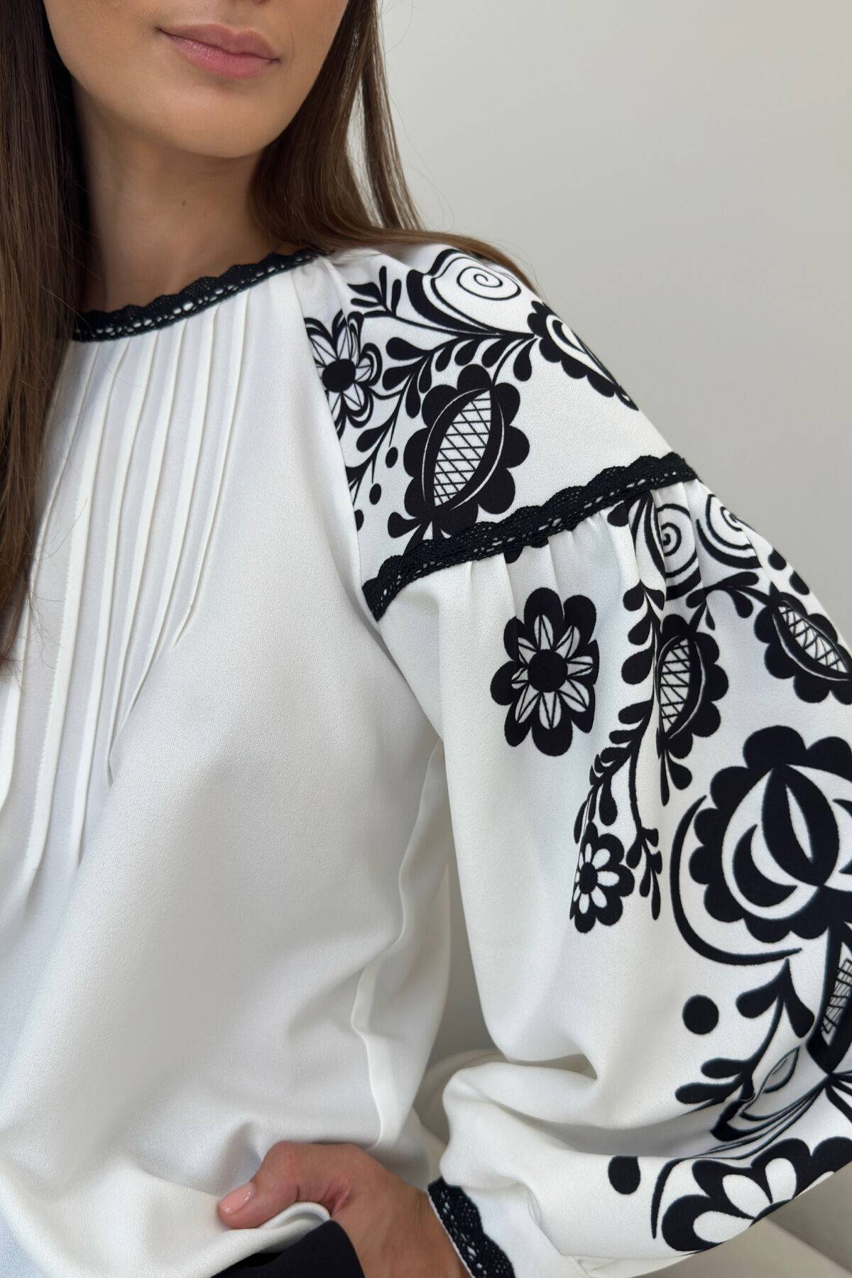 Lady's white chiffon blouse "Myla"