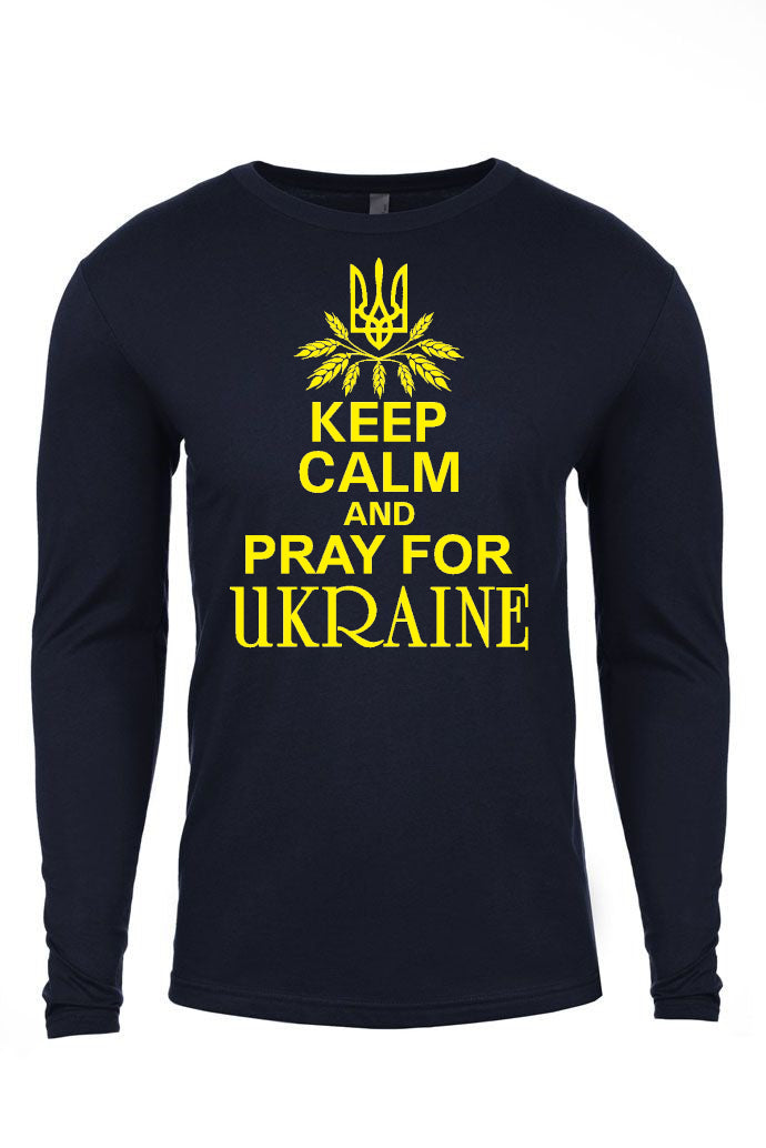 Adult long sleeve shirt "Keep calm and pray for Ukraine"