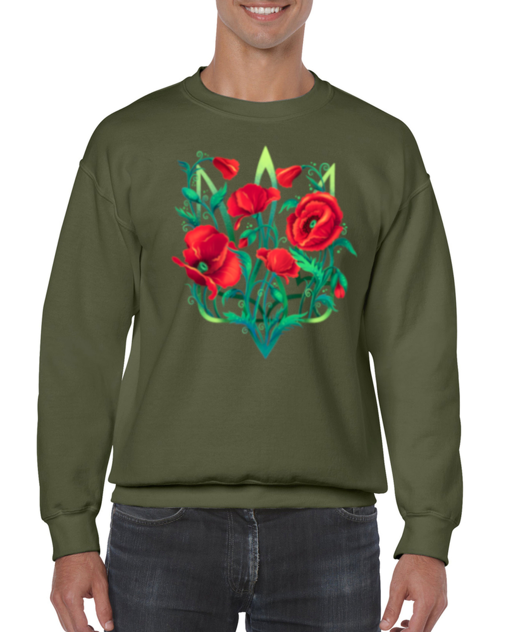 Adult unisex sweatshirt "Poppy Tryzub"