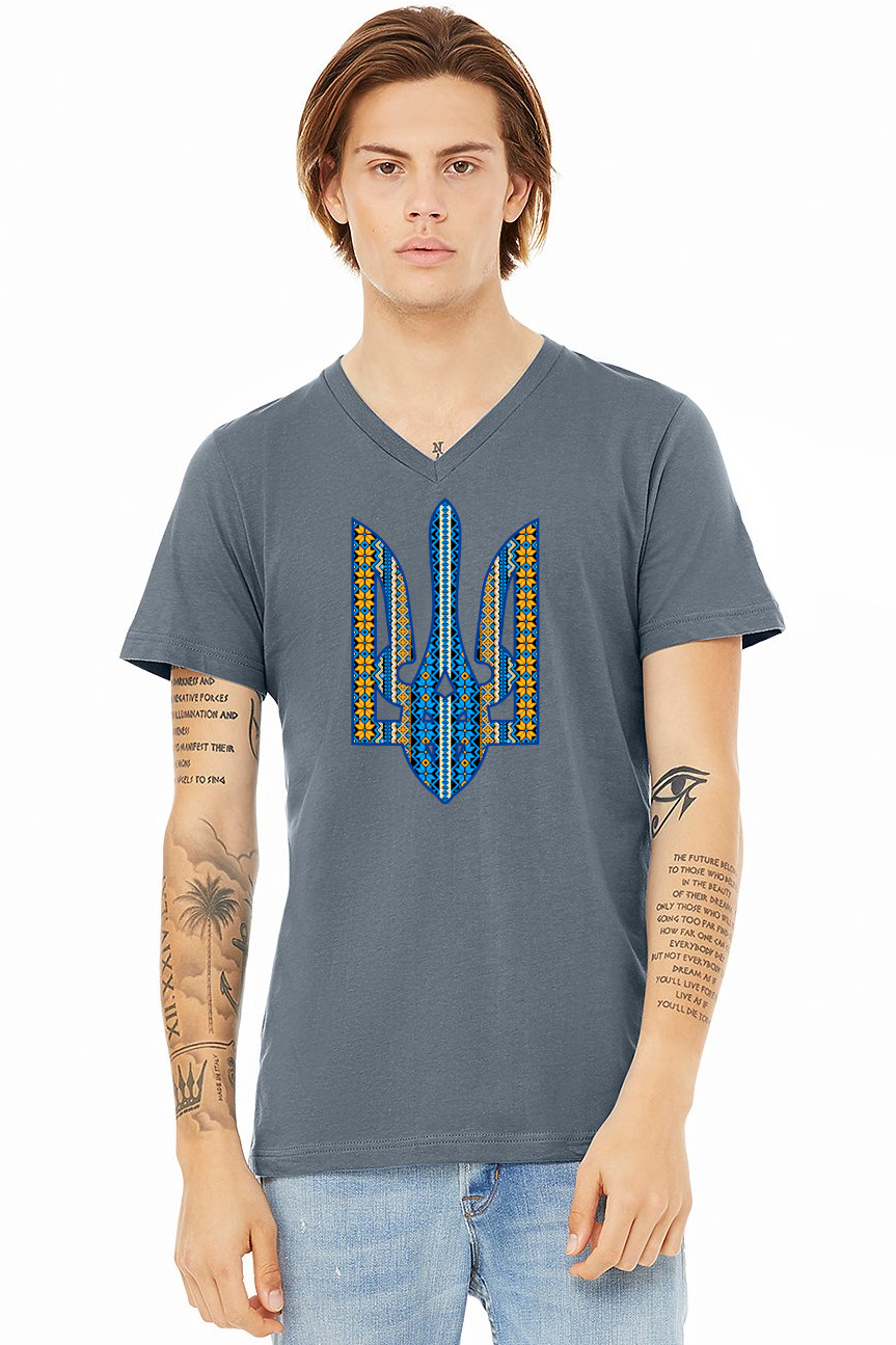 Adult v-neck t-shirt "Ornate Tryzub"