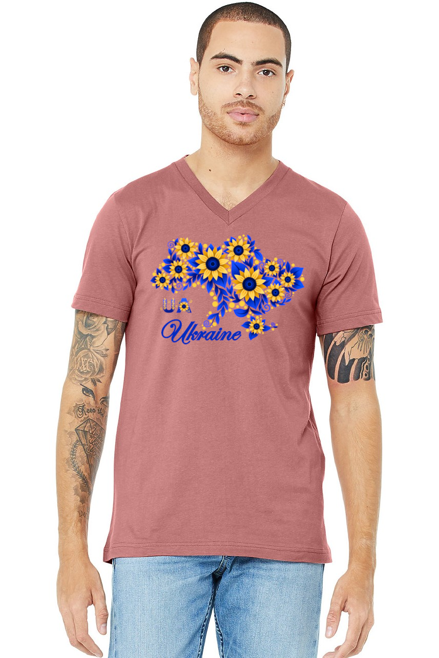 Adult v-neck t-shirt "Sunflower Ukraine"