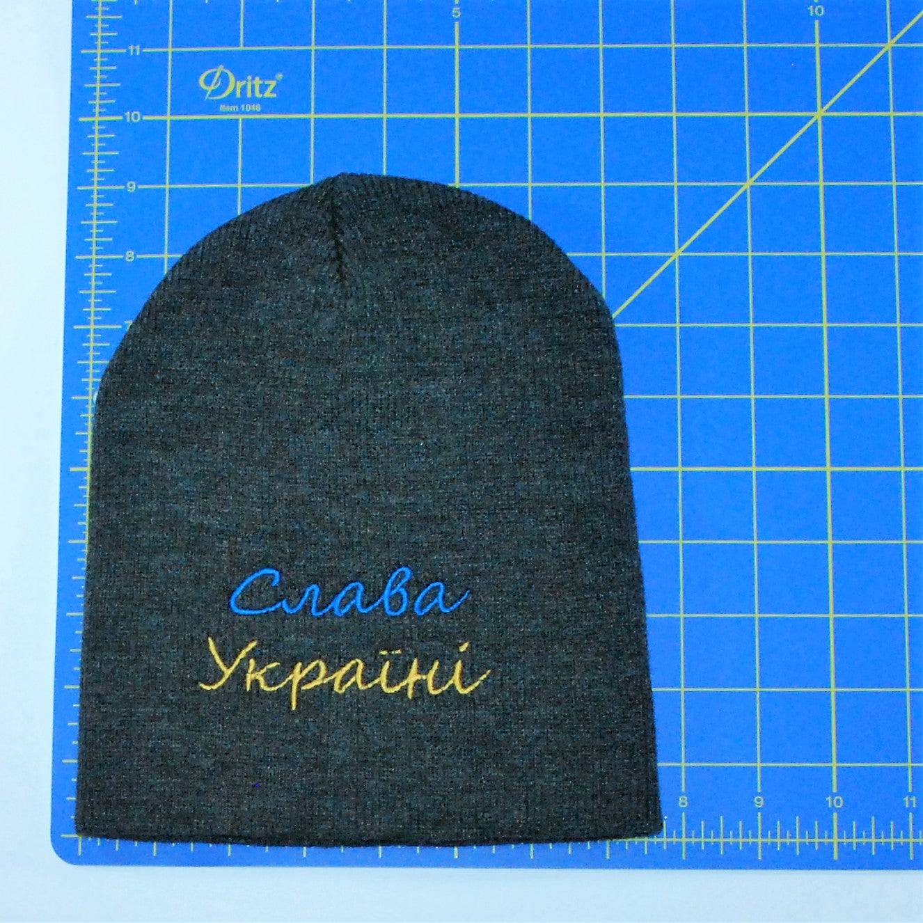 Knitted embroidered beanie hat "Слава Україні"