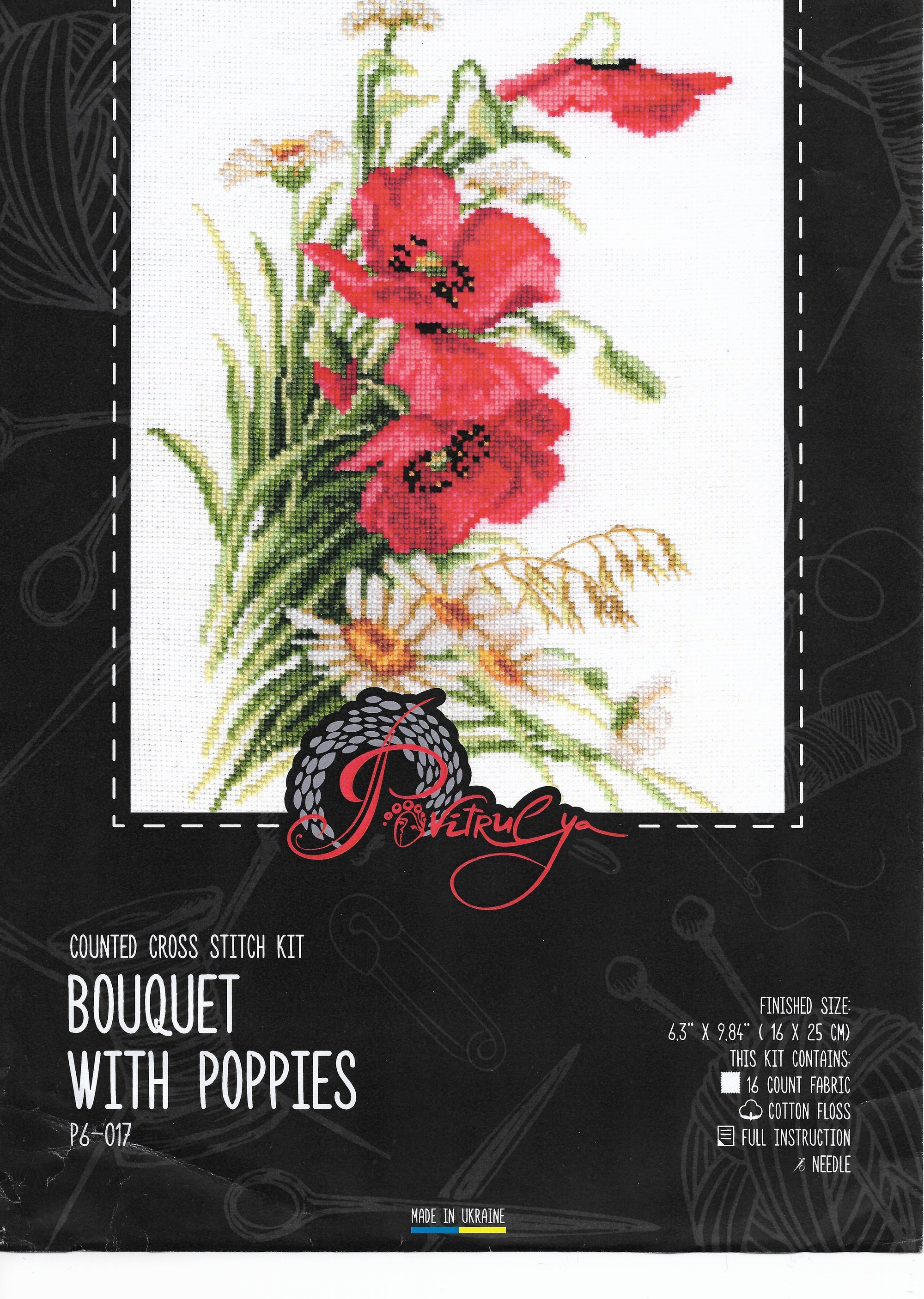 Embroidery kit "Bouquet with poppies"