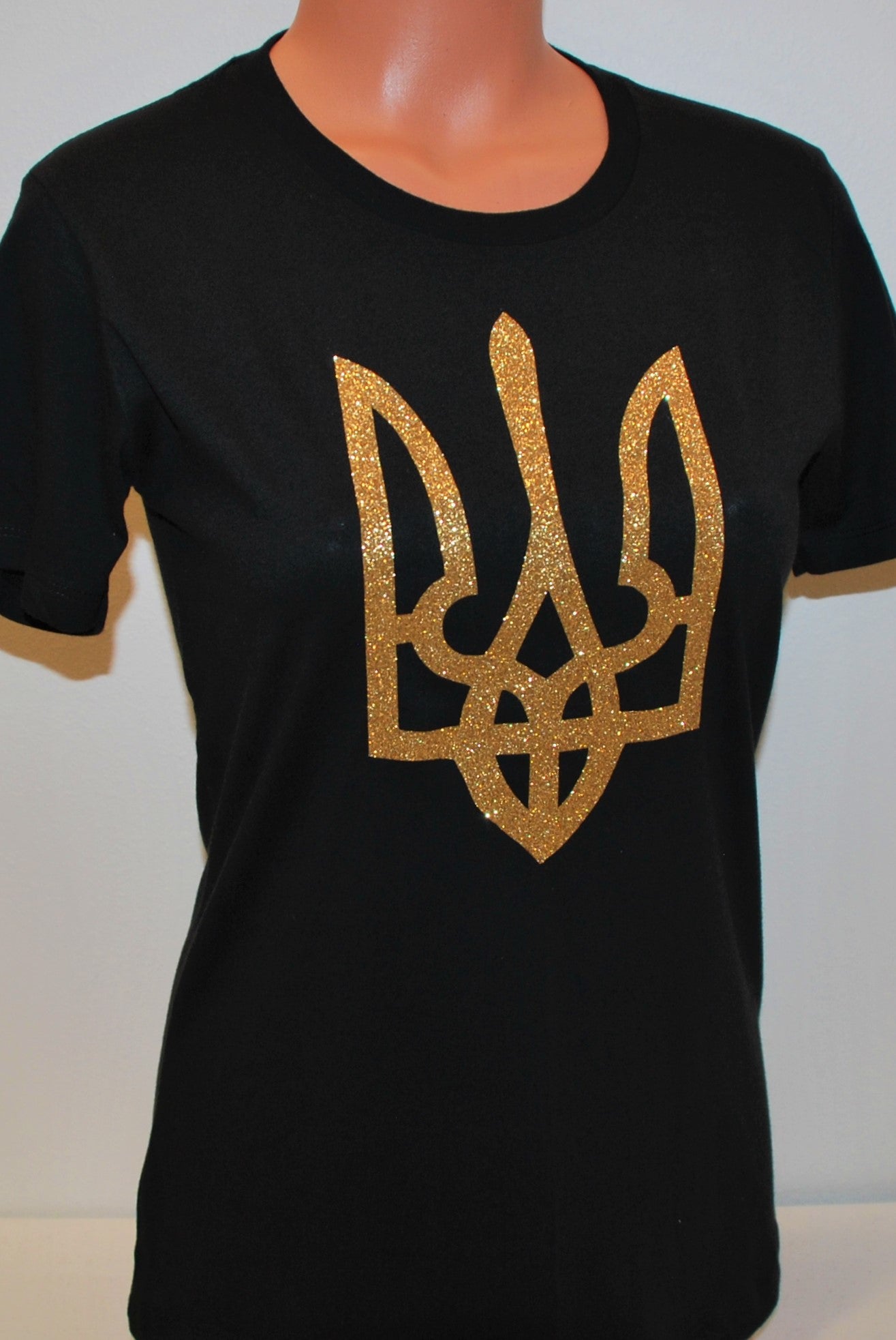 Women's tee shirt "Golden Tryzub" black