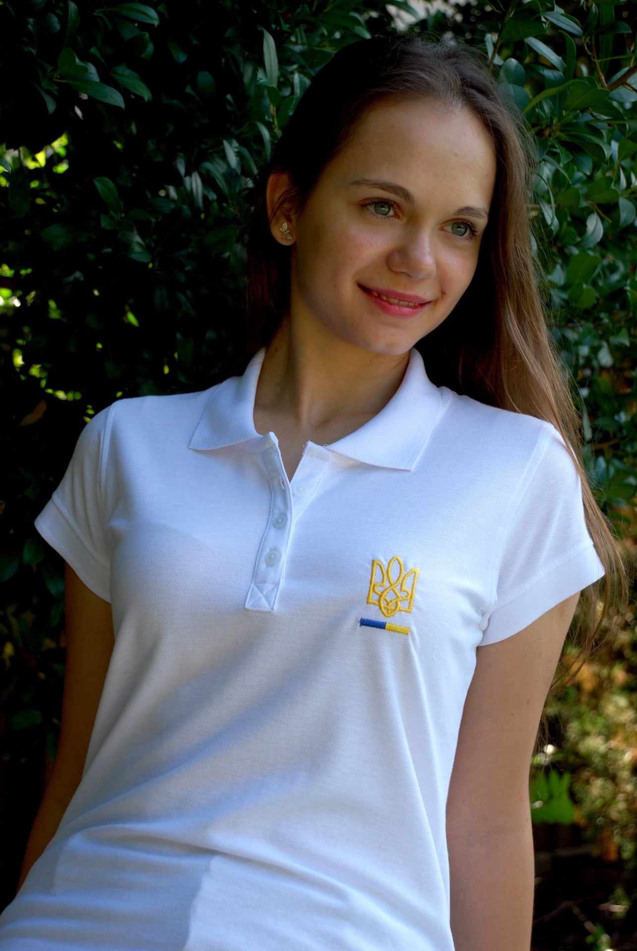 Women's polo shirt "Tryzub" white