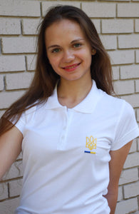 Women's polo shirt "Tryzub" white