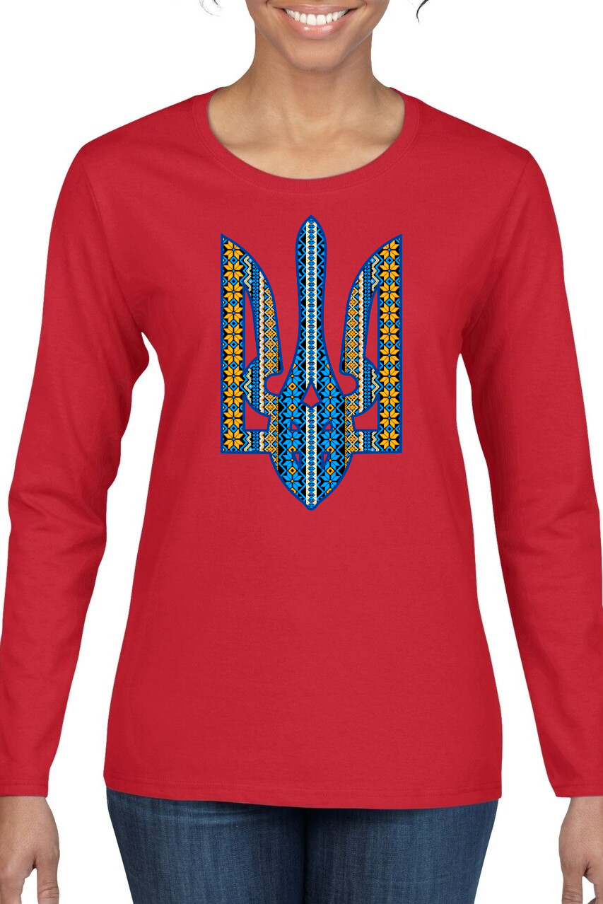 Ladies' long sleeve top "Ornate Tryzub"