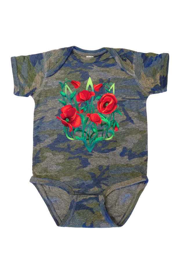 Infant onesie bodysuit "Poppy Tryzub"