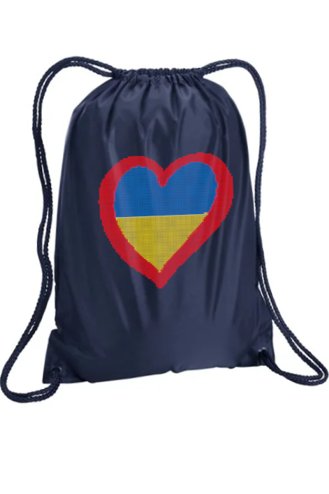 Embroidered drawstring backpack "Ukie heart"