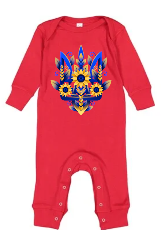 Baby Onesie bodysuit "Sunflower Tryzub"