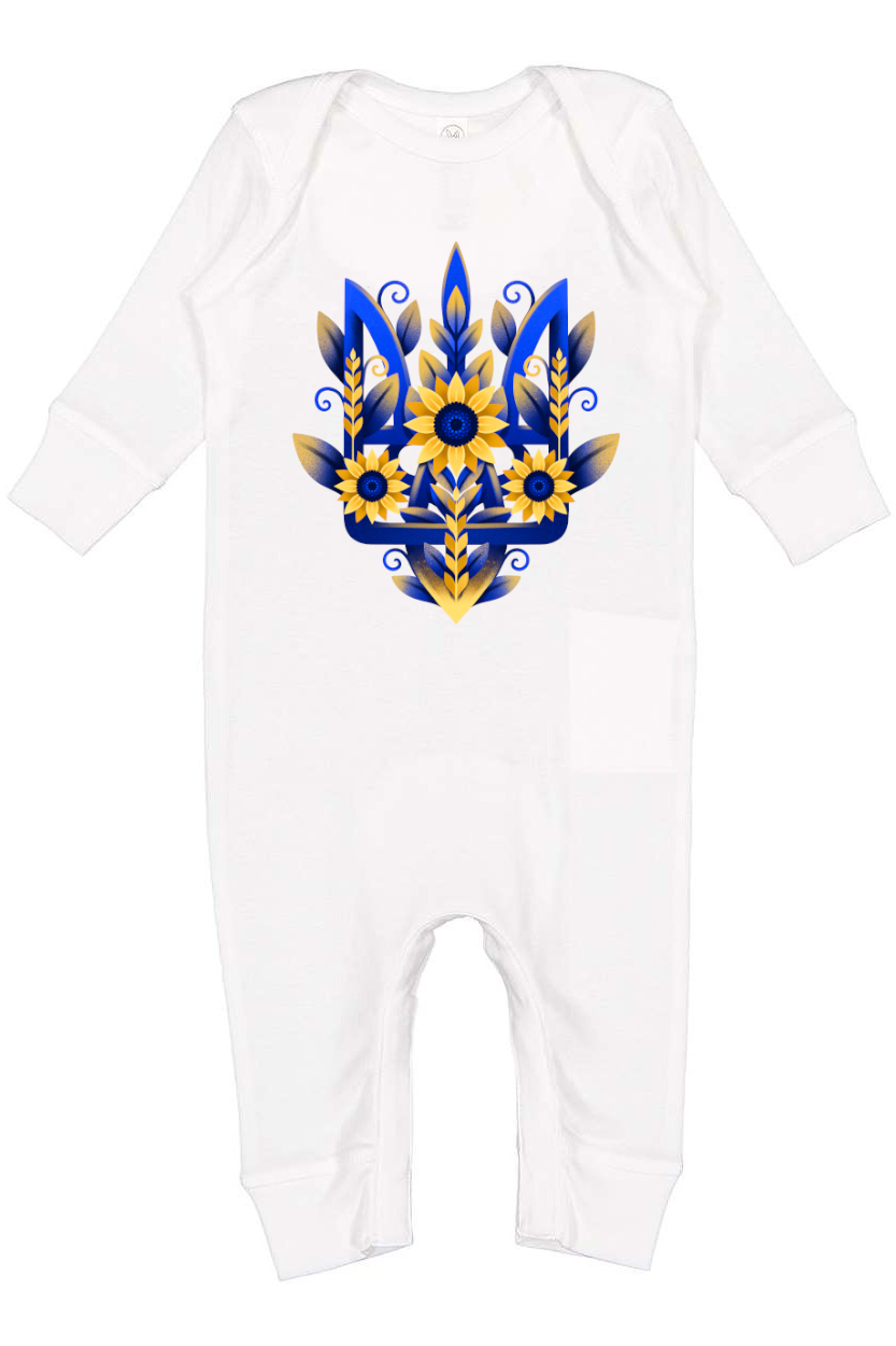 Baby Onesie bodysuit "Sunflower Tryzub"