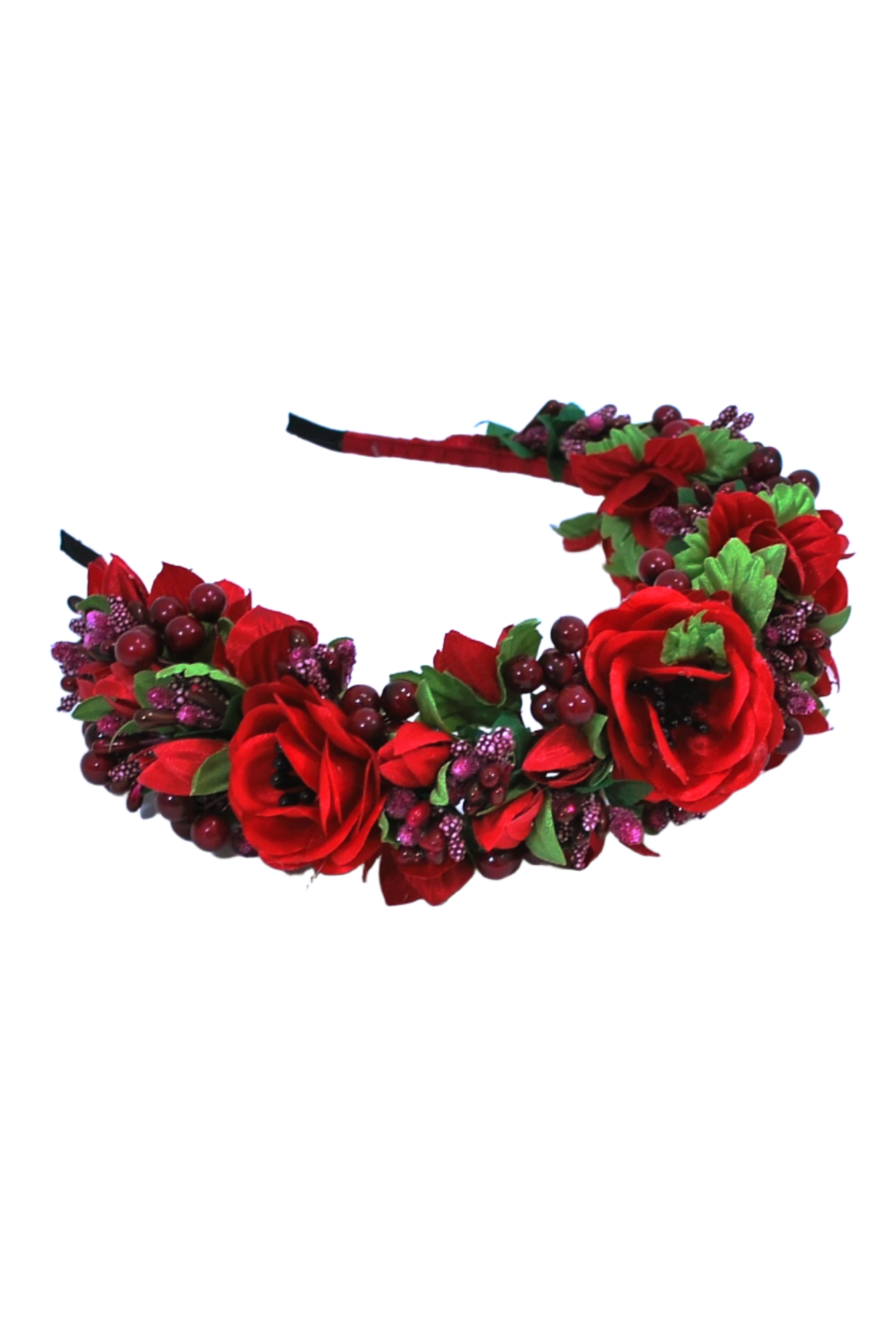 Ukrainian headband "Maroon poppy"