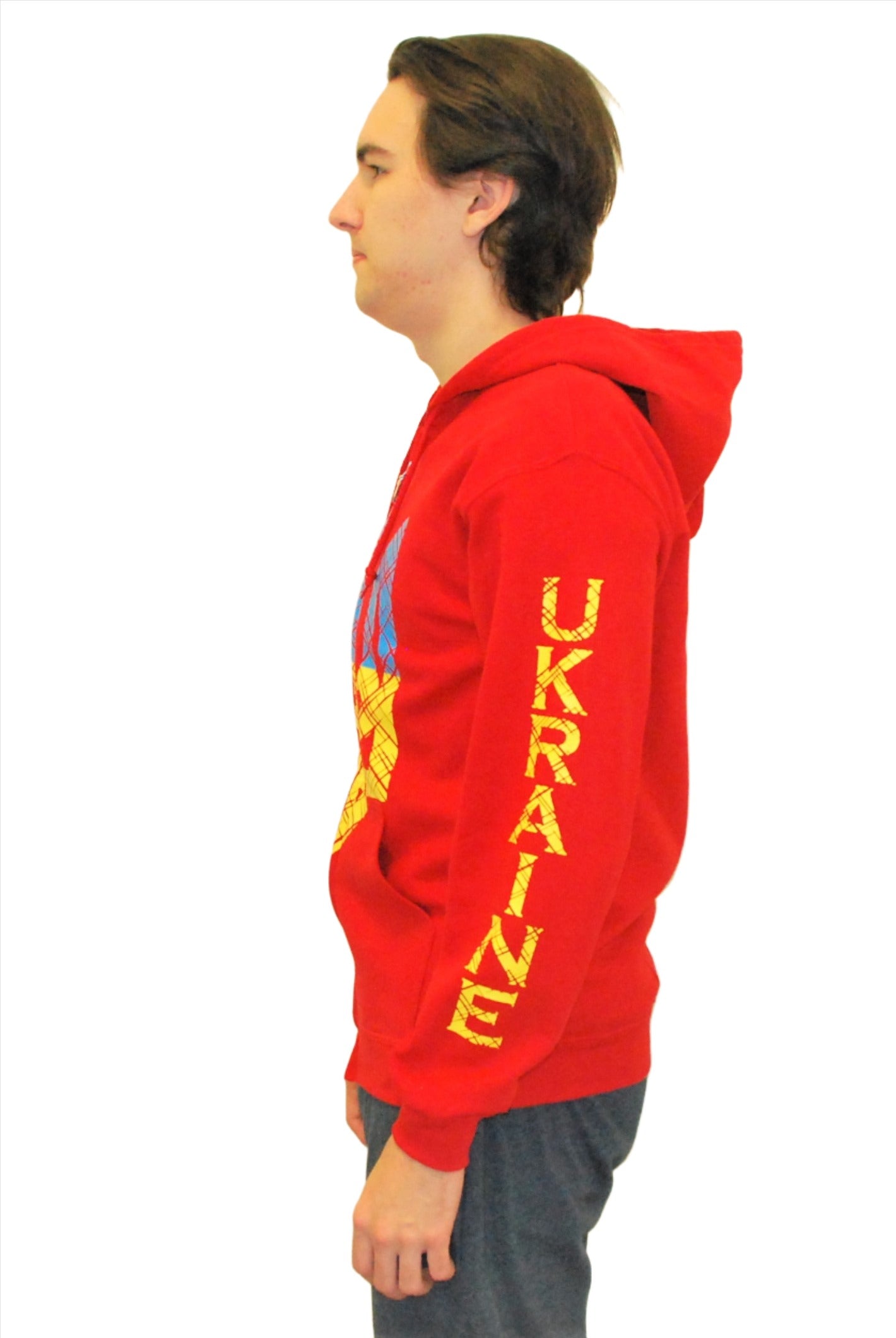 Zip-up hooded jacket "Trident". Unisex. Red